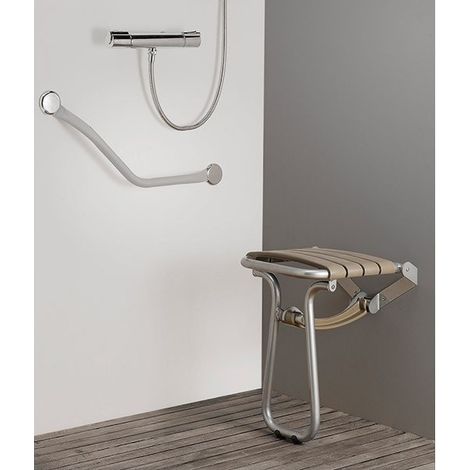 Soporte de ducha abatible con pie de aluminio color taupe