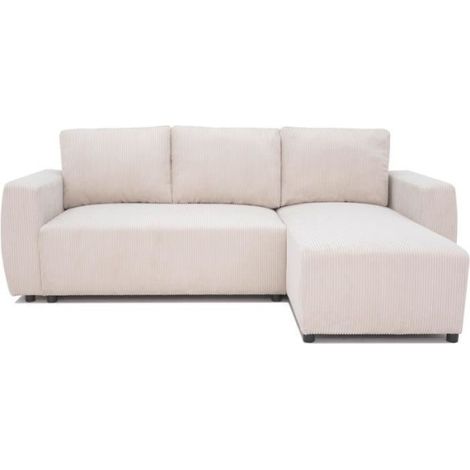 Canapé d'angle convertible réversible 3-4 places – Velours côtelé beige – Coffre de rangement 80L – L 230 x P 155 x H 95 cm (1/5)