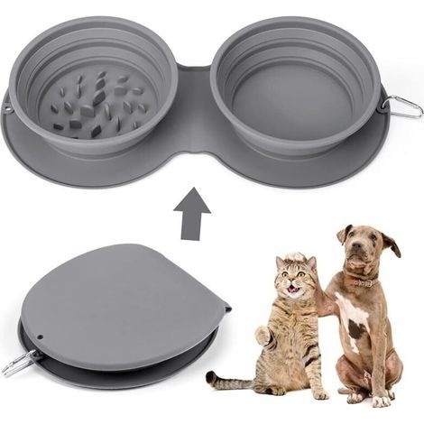 pair Gamelle Pliable pour Chien, Gamelles de Voyage pour Chien et Chat, Pliable en SiliCône avec Mousqueton, Anti Glouton Chien, Portable Gamelle de Voyage Nourriture ou Eau pour la randonnée, Camping