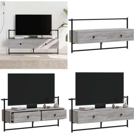 Meuble TV mural sonoma gris 100,5x30x51 cm bois d'ingénierie - Meuble Tv Mural - Meuble Tv Suspendu - Meuble Tv Moderne - Meuble Tv Gris - Rangement Murale - Home & Living