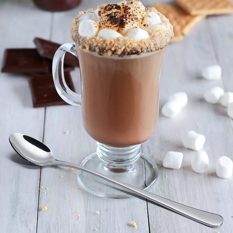 Cuillères à latte, lot de 4 cuillères longues en acier inoxydable, idéales pour le café latte et l'espresso. (1/4)