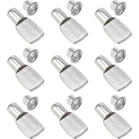100 fixations, supports, chevilles et équerres de fixation en métal nickelé pour étagères et meubles, accessoires de bureau – 7 mm x 25 mm (1/5)