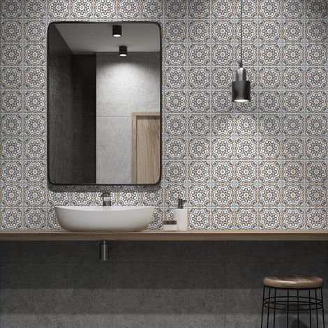 Sticker Mural Carrelage adhésif Cuisine Salle de Bain - 24 STICKERS CARRELAGES AZULEJOS CÉLESTINA - 24stickers10x10cm (1/5)