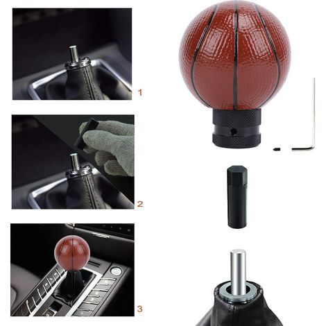 Schalthebel aus Kunstharz im Basketball-Stil für Fahrzeuge mit Schaltgetriebe – universell kompatibel mit drei Adaptern (1/5)