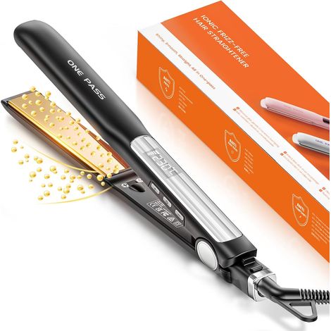 Lisseur Cheveux avec Plaques en Titane Lisse (Noir) (1/5)