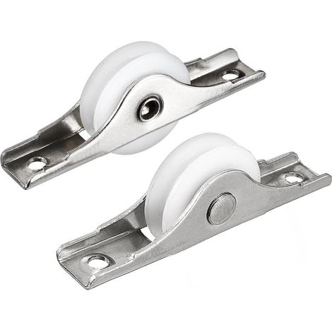 Roulette porte coulissante verre Poulie de fenêtre galvanoplastie roue en nylon diamètre de 24.5mm 2pcs (1/3)