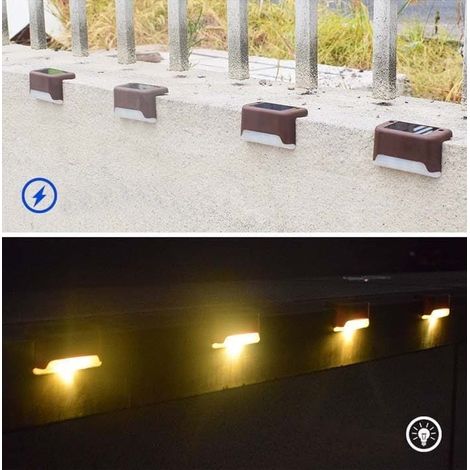 Paquete de 4/8/12/16 luces solares para exteriores, luces solares LED impermeables, aptas para escaleras, vallas, jardines, patios y pasillosTFTF Marrón