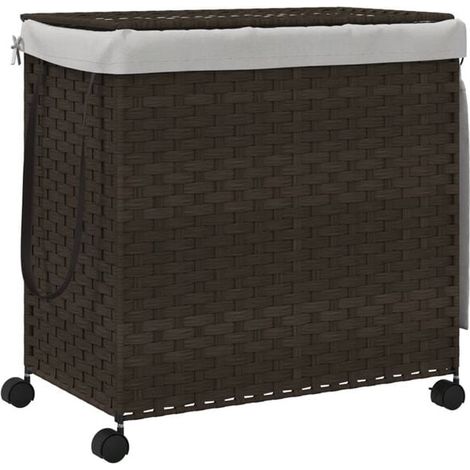 Panier à linge à roulettes, marron foncé, 60 x 35 x 60,5 cm (1/5)