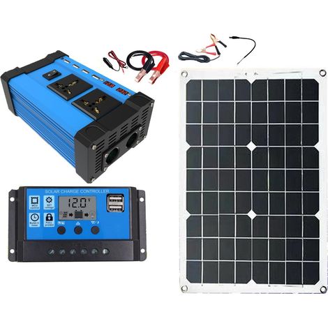 Generatore solare da 300 W - Inverter da 220 V, pannello da 18 V con controller, per alimentazione domestica
