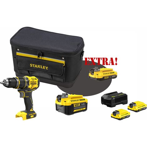 Kit Trapano Avvitatore con percussione Brushless a batteria 18V V20 SFMCD721B + Batteria al Litio 18 Volt LI-Ion 4.0 Ah V20 SFMCB204 + Set energia + EXTRA OMAGGI FATMAXB. STANLEY