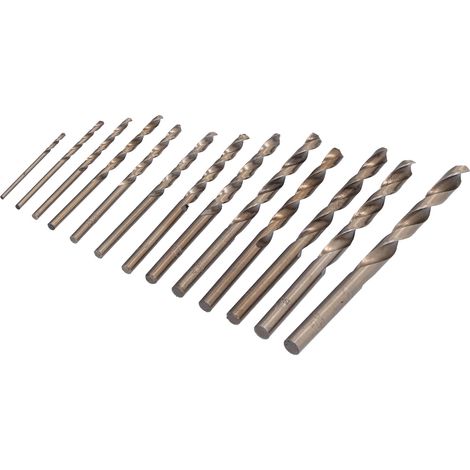 13 forets hélicoïdaux en acier rapide au cobalt résistant à la chaleur, queue droite, de 1,5 mm à 6,5 mm, avec coffret de rangement (1/5)