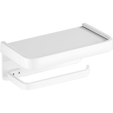 Piece Bathroom Tissue Holder with Built-in Toilet Paper Holder, Toilet Paper Holder Adhesive, Modern Bathroom Roll Holder with Space on Top for Phone (1/5)