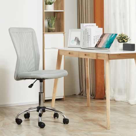 Vinsetto Chaise de bureau ergonomique fauteuil de bureau hauteur réglable piètement chromé pivotant 360° revêtement maille gris
