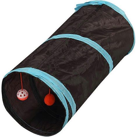 Tunnel pliable pour chat, 2 trous, rangement pour balles, jouets pour chatons et chiots, tunnel pour lapins, 7 couleurs