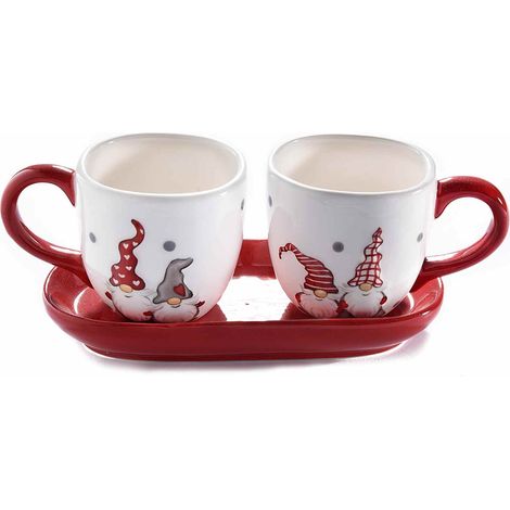 Servizio 4 Tazzine per il Caffè Natalizie in Ceramica con Piattino - Idea Regalo (1/2)