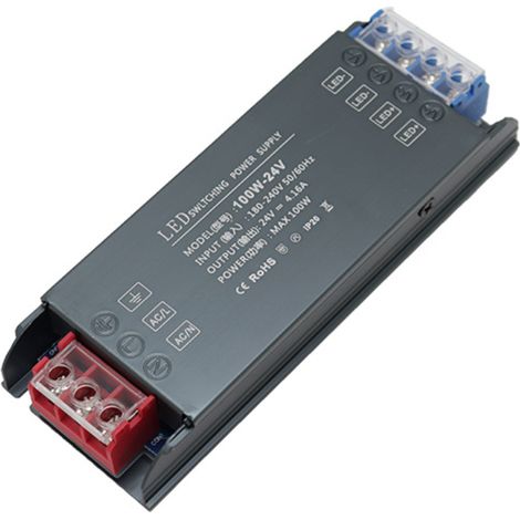 Transformateur 220V 24V LED Driver 100W Ultra Mince Transfo 4,16A Adaptateur Alimentation, 220V AC à 24V DC Convertisseur,d'alimentation Basse Tension