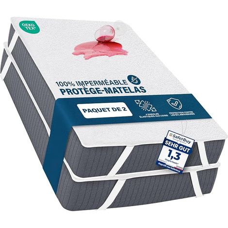 Imperméable Protège Matelas 90x200 cm, avec 4 Sangles d'angle (1/5)