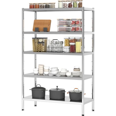 HOMCOM Scaffale Portaoggetti da Cucina a 5 Livelli in Acciaio Inox 201 Argento (1/5)