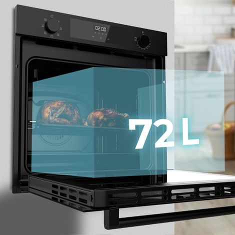 Cecotec Horno Multifunción Integrable 60cm Bolero Hexa M226000 Glass Black A. 2800W, 72L, 7 Funciones, Modo Grill
