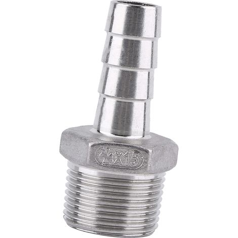 Raccord tuyau inox filetage mâle à cannelure pour flexible 3/4" x 15 mm (1/5)