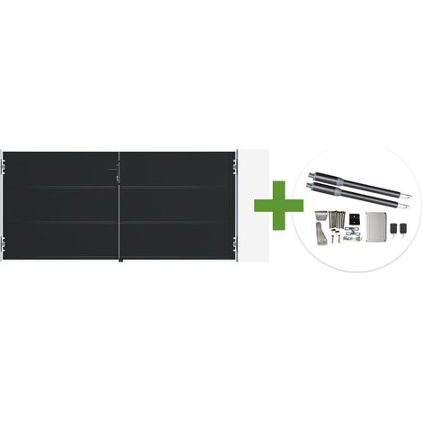 Portail battant acier noir mat 3m NALI H.140cm + moteur Ranger B150