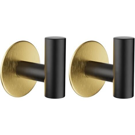 Selbstklebender Haken, bohrfreies Bilderaufhängesystem, selbstklebender Handtuchhalter aus Edelstahl (schwarz und gold) (FMY)-AquaForge