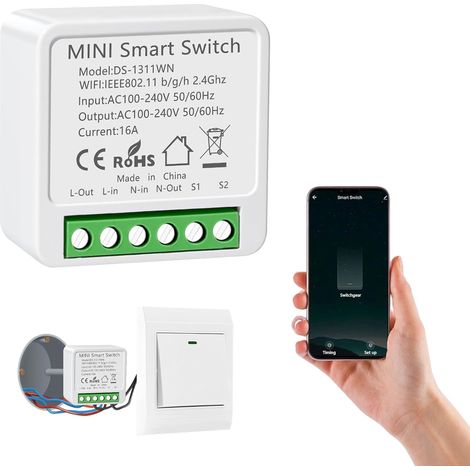 Interrupteur WIFI, Interrupteur Connecté Compatible avec, Interrupteure Intelligent avec Tuya Smart Life APP, Montage Encastré Dans le Socle, 2 Voies, Conducteur Neutre Nécessaire (1/5)