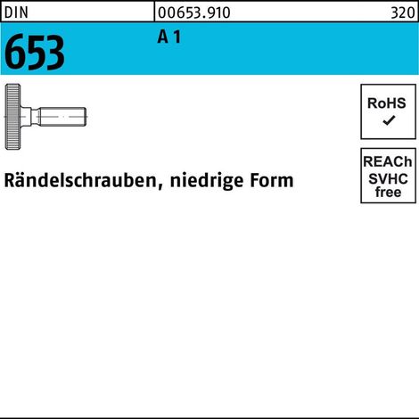 DIN 653 Rändelschraube niedrige Form M6x25 Edelstahl A1 blank 10 Stk (1/2)
