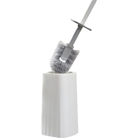 Tropffreie Toilettenbürste mit Halterung – rutschfester Griff und steife Borsten, für gründliche Reinigung, Kunststoff (37 cm, Silber, 1 Stück) (1/5)