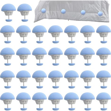 30 Clips pour Couette – Attache Couette Bleue 32×26 mm, Pince pour Couette et Housse de Couette, Fixation Drap et Rideau, Maintien du Lit (1/5)