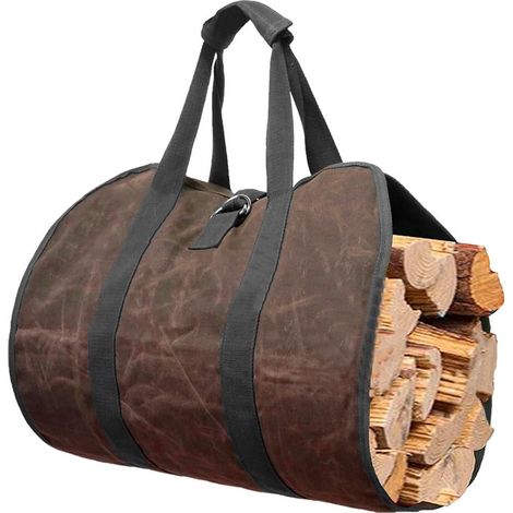 Aufbewahrungstasche für Kaminholz  Brennholztasche  Faltbare Tragetasche für Brennholz, wasserdichte und gewachste Tragetasche für Kamin, Holzofen im Innenbereich & (1/5)