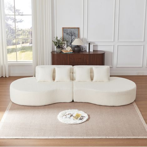 Canapé modular de chenilla beige 310 cm, 2 piezas, sin estructura, desenfundable y lavable (1/5)