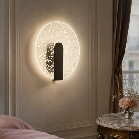 Applique LED da parete per interni 20×20 cm, rotonda decorativa, 5 W 500 lm, luce bianca fredda, argentata, per soggiorno e camera da letto (1/5)