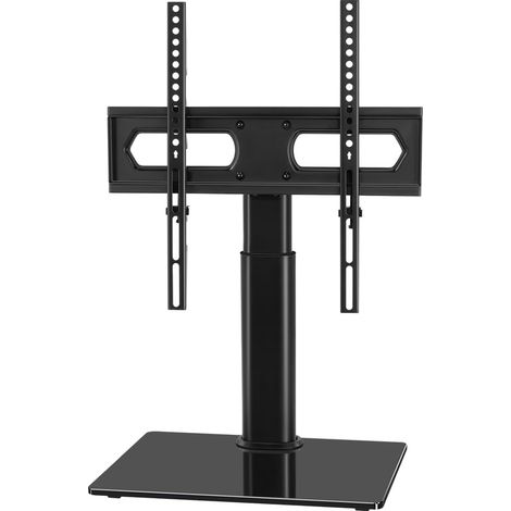 Support TV Universel pour téléviseurs de 27 à 65 Pouces, Support réglable en Hauteur, Fixation avec Socle en Verre trempé, Max. VEAS 400x400 mm, supporte jusqu'à 35 kg (40KG) (1/5)