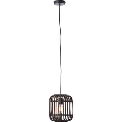 BRILLIANT Woodrow suspension 1 flamme 21cm bois foncé / noir luminaires d'intérieur, suspensions 1x A60, E27, 60W, convient aux lampes normales (non incluses) A ++ Le câble peut être raccou (1/5)