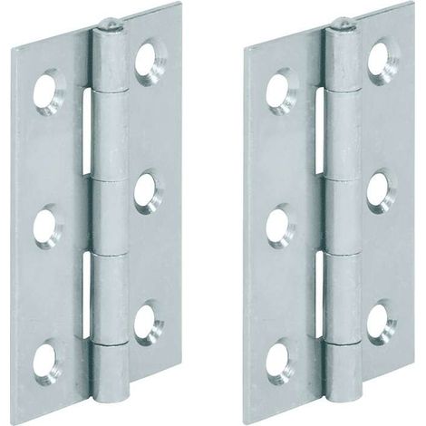 2x charnière plate acier 50 x 31mm meuble bois porte placard étagère cuisine (1/2)