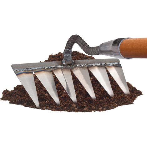 Scarification Jardin en Métal pour Le Jardinage Râteau À Dents Lourdes en Métal,Déchaumage Désherbage avec Dents en Acier Au Carbone, 6 Dents Râteau (1/5)