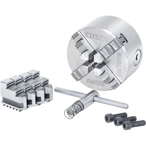 Mandrino tornio autocentrante FERVI M449A/100 di precisione - 4+4 griffe - Ø 100 mm - ghisa