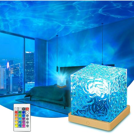 Projecteur de vagues océaniques, lampe cube Havie 16 couleurs, lampe holographique 3D, effet vague avec télécommande, veilleuse pour chambre, éclairage d'ambiance pour la maison (1/5)