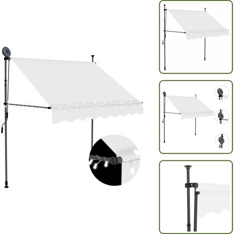 Auvent manuel rétractable avec LED 100 cm Crème - Auvent Retractable - Stores Exterieurs - Abri Soleil - Protection Solaire - Éclairage Led (1/5)