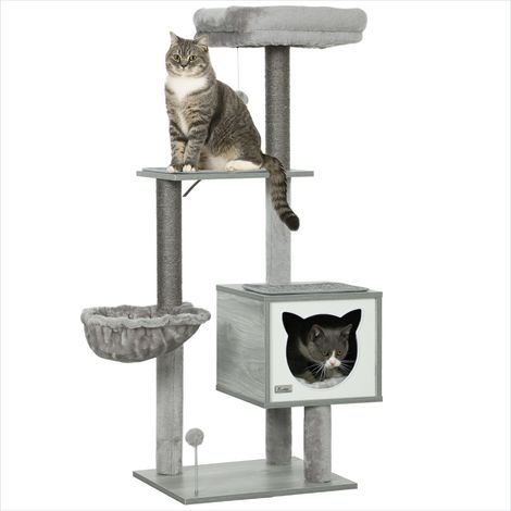 SunJet Arbre à chat, tour pour chat, multi-équipements gris clair - Réf. B3RYMWUWRRAI (1/5)