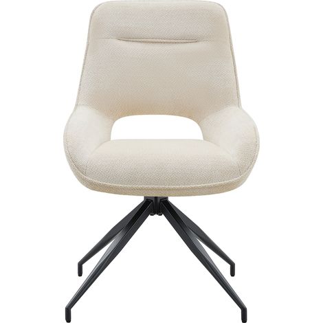 Drehbarer Esszimmerstuhl, Sitz und Rückenlehne Gepolstert, Stoff und Metall, Beige und Schwarz (1/5)