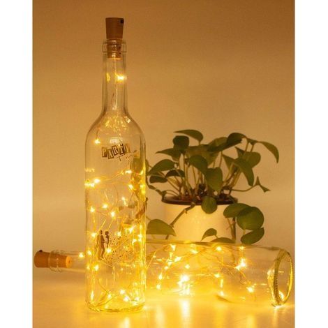 LED Bouteille Guirlande, 2m 20 LED Pour Bouteille [16 pièces] Guirlande Lumineuse Bouteille LED Lampe Bouteille Étanche Fil d'argentFlexible Décoration pour Noël, Partie, Mariage, Jardin -Blanc (1/5)