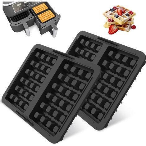Lot de 2 Moule Gaufre Silicone Air Fryer,Accessoires pour Friteuse à Air Chaud,Moule Gaufrier Réutilisable,Insert de Gaufre,Moules à Muffins avec Ninja AF300,AF400EU,AF451EU,SL400EU et AF500DE