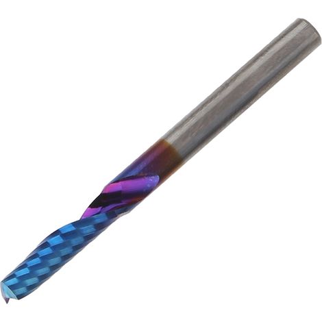 Fraise à profiler une dent en carbure de tungstène, revêtement bleu, outils CNC, diamètre 4 mm, longueur 15 mm, queue 45 mm, coupe hélicoïdale simple lame (1/5)