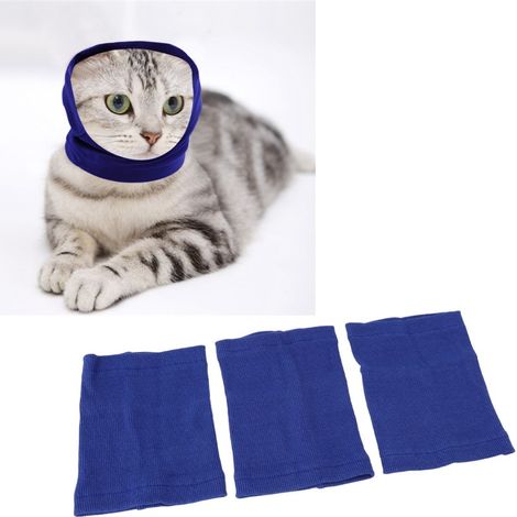 Juego de tres protectores para orejas de mascotas, con cancelación de ruido, muy elásticos, suaves y cálidos, 3 piezas en color azul (talla M).