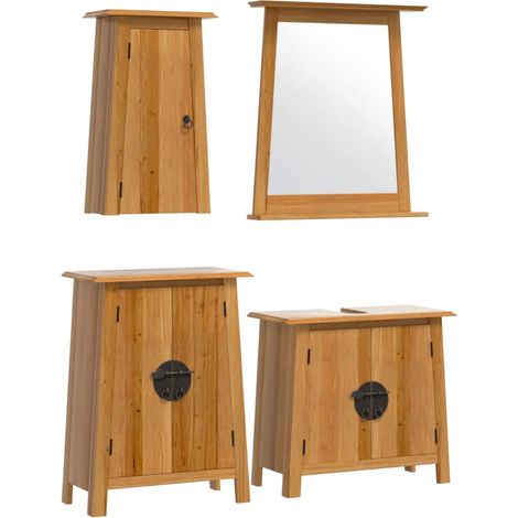 Maison Exclusive - 4-tlg. Badmöbel-Set Massivholz Kiefer