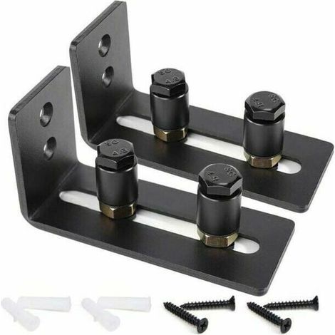 Guide de sol de porte, rail de porte coulissante, kit de porte coulissante, guide de rouleau de sol coulissant pour porte de grange, rouleau de retenue réglable pour placard à double porte - 2 pièc (1/5)