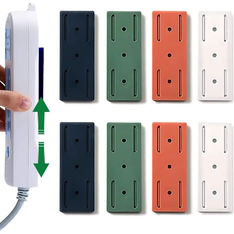 8 supporti adesivi per multipresa, montaggio a parete, ideali per organizzare gli apparecchi elettrici in cucina o in ufficio (multicolore) (1/5)