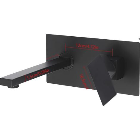 Wandmontierte Armatur, Vollkupferkonstruktion, Modernes Design, schwarz (1/2)